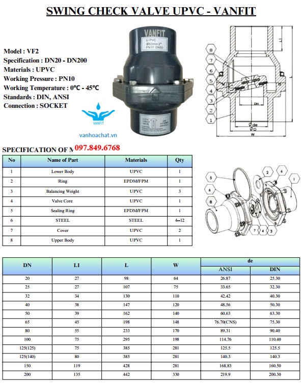 Van Nước Một Chiều PVC