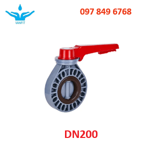 Van-Bươm-CPVC 200 Van Bướm Tay Gạt CPVC DN200