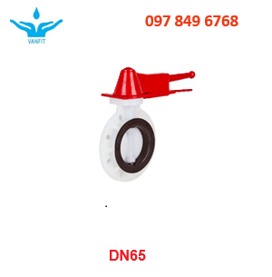 van pvdf Dn65 Van Bướm Nhựa Tay Gạt PVDF -Dn65