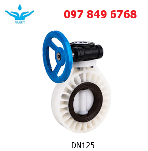 Van_bướm_nhựa_PVDF_DN100 Van Bướm PVDF Tay Quay DN125 phi 125