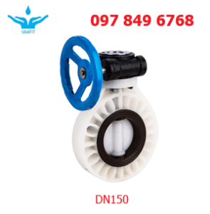 Van Bướm PVDF Tay Quay DN150 phi 160