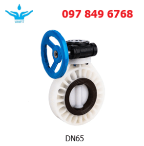 Van Bướm PVDF Tay Quay DN65 phi 75