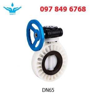 Van_bướm_nhựa_PVDF_DN65 Van Bướm PVDF Tay Quay DN65 phi 75
